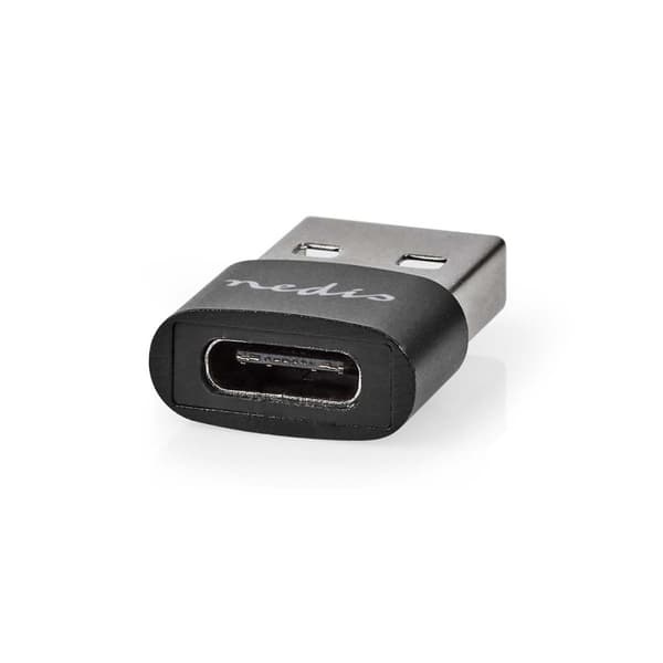 USB-A Adapter | USB 2.0 | USB-A Han | USB-C™ Hun | 480 Mbps | Runde | Nikkelplateret | Sort | Box