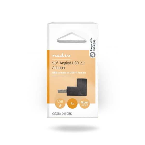 USB-A Adapter | USB 2.0 | USB-A Hane | USB-A Hona | 480 Mbps | Rund | Nickelplaterad | PVC | Svart | Låda