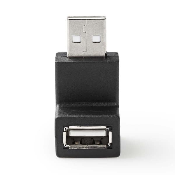 USB-A Adapter | USB 2.0 | USB-A Hane | USB-A Hona | 480 Mbps | Rund | Nickelplaterad | PVC | Svart | Låda