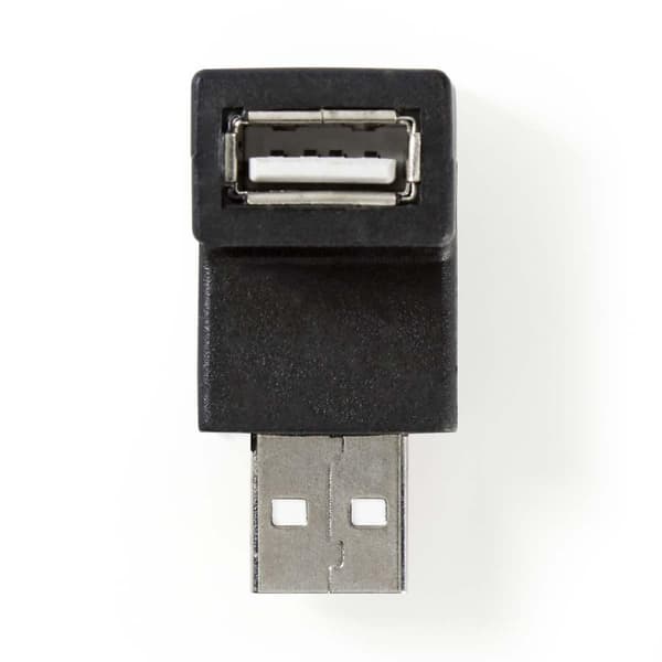 USB-A Adapter | USB 2.0 | USB-A Hane | USB-A Hona | 480 Mbps | Rund | Nickelplaterad | PVC | Svart | Låda