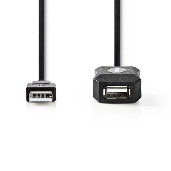 Aktiv USB-kabel | USB 2.0 | USB-A Hane | USB-A Hona | 480 Mbps | 20.0 m | Rund | Nickelplaterad | PVC | Koppar | Label