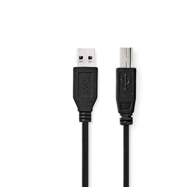 USB-kabel | USB 3.2 Gen 1 | USB-A Hane | USB-B Hane | 5 Gbps | Nickelplaterad | 2.00 m | Rund | PVC | Svart | Låda