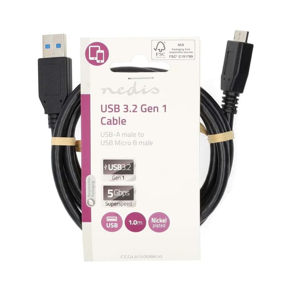 USB-kabel | USB 3.2 Gen 1 | USB-A Hane | USB Micro-B Hane | 5 Gbps | Nickelplaterad | 1.00 m | Rund | PVC | Blå | Label