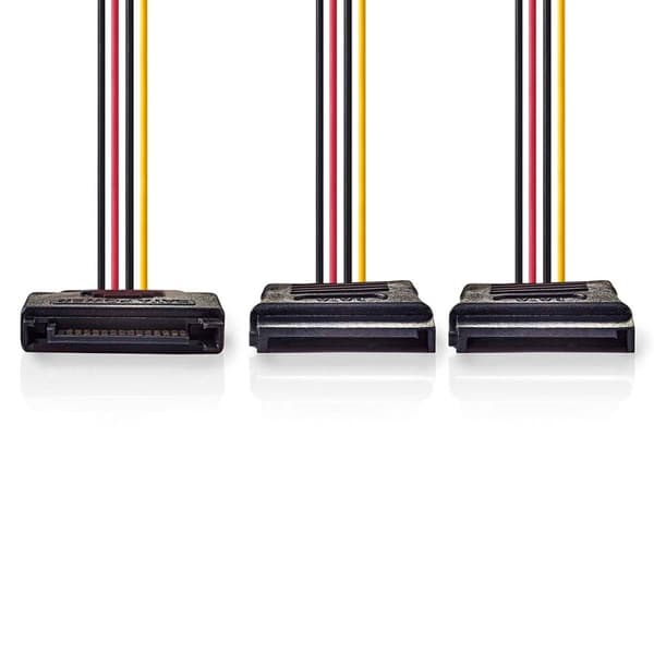 Intern Strømkabel | SATA 15-Pin Han | 2x SATA 15-Pin Hun | Gull belagt | 0.15 m | Rund | PVC | Flerfarget | Boks