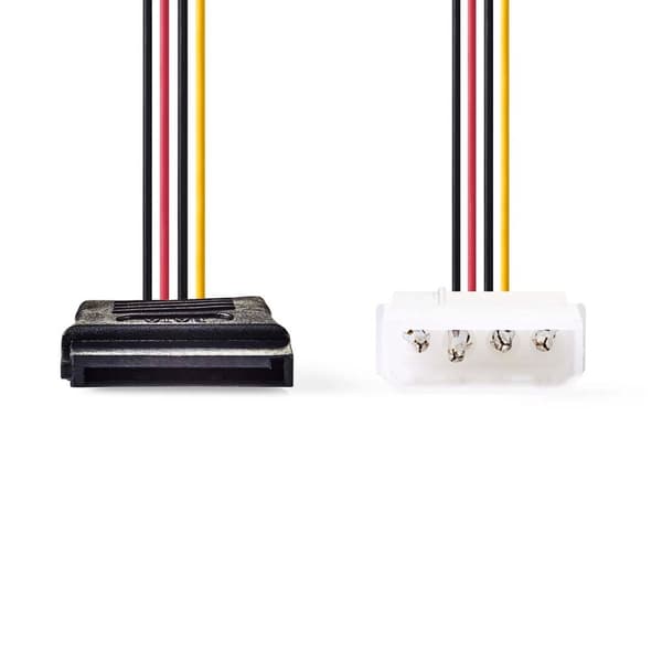 Intern Strømkabel | Molex Han | SATA 15-Pin Hun | Gull belagt | 0.15 m | Rund | PVC | Flerfarget | Boks