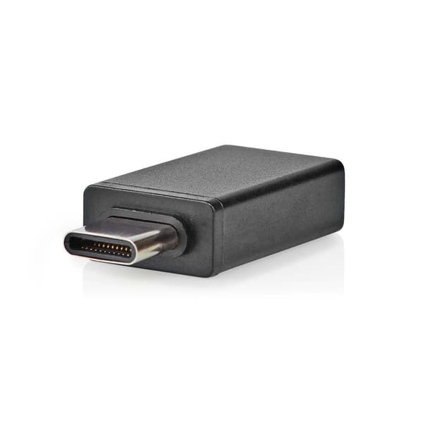 USB-C™ Adapter | USB 3.2 Gen 1 | USB-C™ Han | USB-A Hun | 5 Gbps | OTG | Runde | Nikkelplateret | Sort | Box
