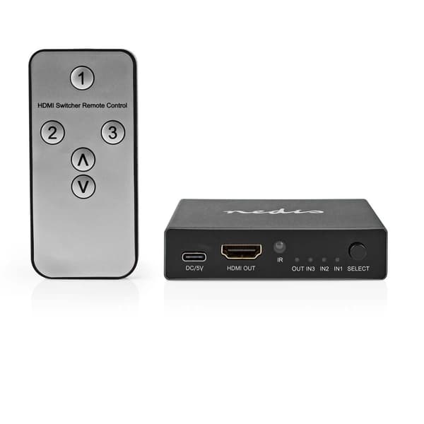 HDMI ™ Switch | 3-Port port(s) | 3x HDMI™ Ingång | HDMI™ utgång | 8K@60Hz | 45 Gbps | Fjärrstyrd | Aluminium | Antracit