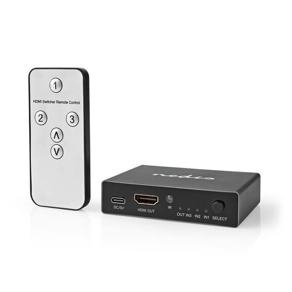 HDMI ™ Switch | 3-Port port(s) | 3x HDMI™ Ingång | HDMI™ utgång | 8K@60Hz | 45 Gbps | Fjärrstyrd | Aluminium | Antracit