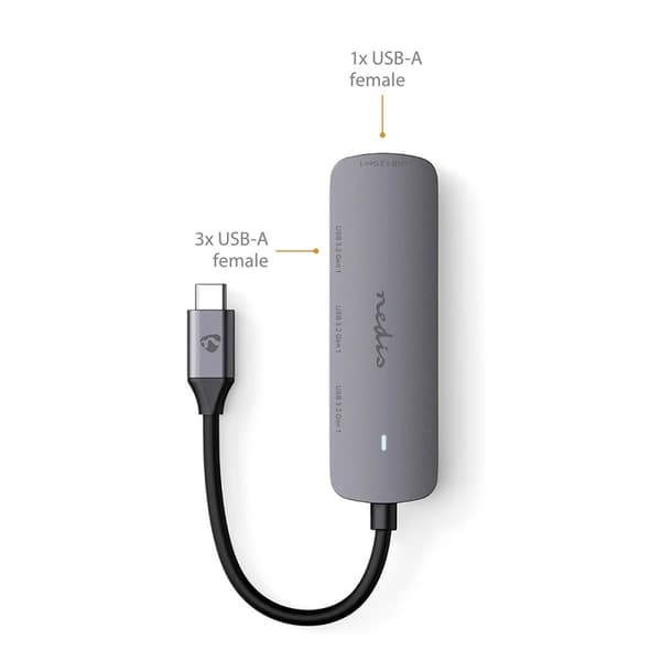 USB-hubb | 1x USB-C™ | 4x USB A Female | 4-Port port(s) | USB 3.2 Gen 1 | USB ström | 5 Gbps