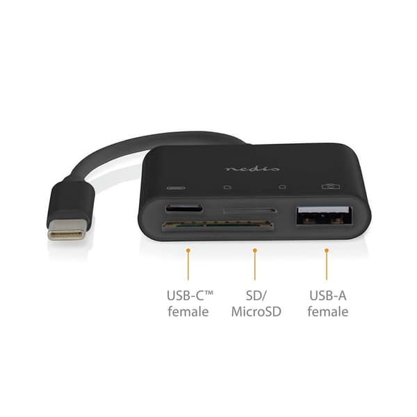 USB-keskitin | 1x USB-C™ | 1x USB A / 1x USB-C™ | 4-Porttinen port(s) | USB 2.0 | USB Virta | SD & MicroSD