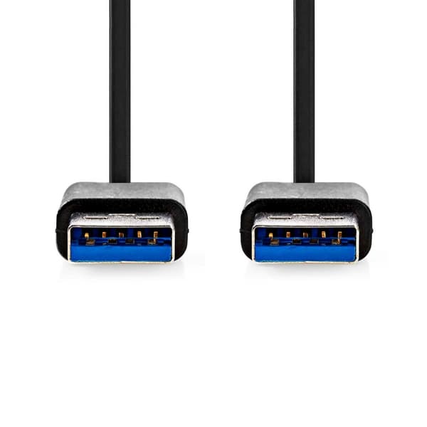 USB-kabel | USB 3.2 Gen 1 | USB-A Hane | USB-A Hane | 5 Gbps | Nickelplaterad | 1.00 m | Rund | PVC | Svart | Låda