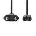 Miniatyrbilde 2 av 3: Strømkabel | Euro Hann | IEC-320-C7 | Rett | Rett | Nikkel belagt | 5.00 m | Rund | PVC | Sort | Boks
