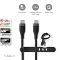 Miniatyrbild 1 av 7: USB-kabel | USB 2.0 | USB-C™ Hane | USB-C™ Hane | 60 W | 480 Mbps | Nickelplaterad | 1.50 m | Rund | Silikon | Svart | Låda