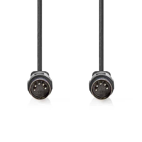 DIN Audio kabel | DIN 5-Pin Han | DIN 5-Pin Han | Nikkelplateret | 2.00 m | Runde | PVC | Sort | Label