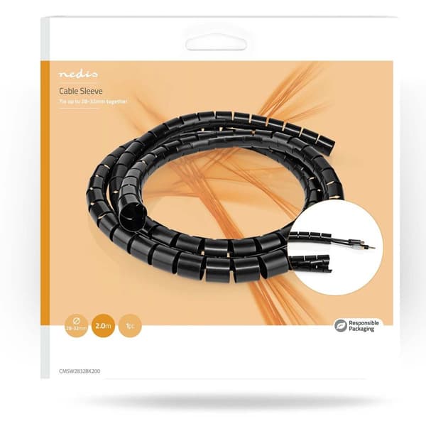 Kabel Ledelse | Spiral erme | 1 stk. | Maksimal kabeltykkelse: 32 mm | PE | Sort