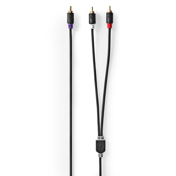 Subwoofer Kaapeli | RCA Uros | 2x RCA uros | Kullattu | 3.00 m | Pyöreä | 4.0 mm | Antrasiitti | Laatikko