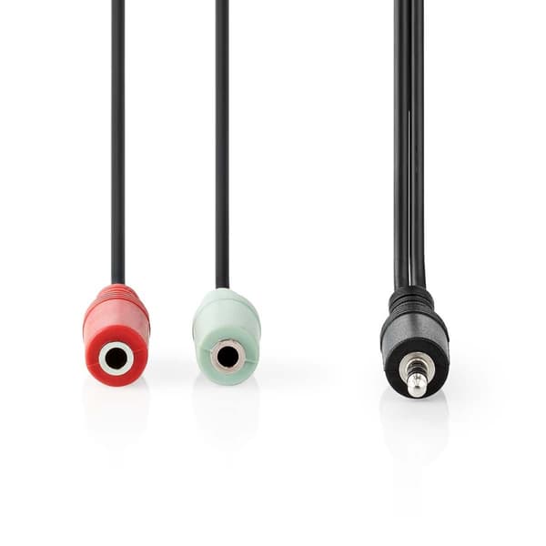 Stereo Audio kabel | 3.5 mm Hanstik | 2 x 3.5 mm Hunstik | Nikkelplateret | 0.20 m | Runde | Antracit | Box