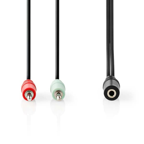 Stereo Audio kabel | 3.5 mm Hunstik | 2 x 3,5 mm Hanstik | Guldplateret | 0.12 m | Runde | Box