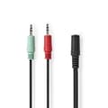 Miniatyrbillede 4 af 6: Stereo Audio kabel | 3.5 mm Hunstik | 2 x 3,5 mm Hanstik | Guldplateret | 0.12 m | Runde | Box