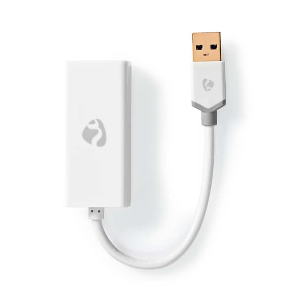 USB-nettverkskort | USB 3.2 Gen 1 | 1 Gbps | USB-A Han | RJ45 Hun | 0.20 m | Rund | Gull belagt | Bare kobber | Hvit | Boks