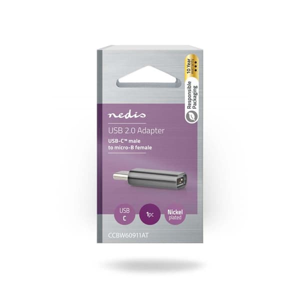 USB-C™ Adapter | USB 2.0 | USB-C™ Hane | USB Micro-B Hona | 480 Mbps | Rund | Guldplaterad | Antracit | Låda