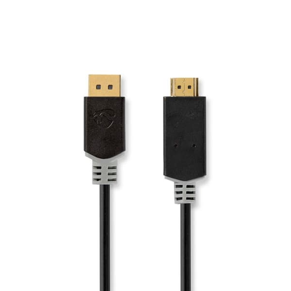 Displayport-kabel | DisplayPort Hane | HDMI™ Kontakt | 4K@30Hz | Guldplaterad | 3.00 m | Rund | PVC | Antracit | Låda