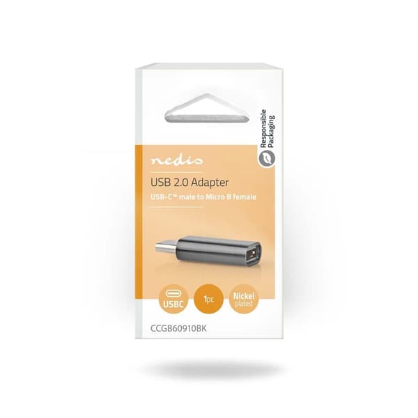 USB-C™ Adapter | USB 2.0 | USB-C™ Hann | USB Micro-B Hun | 480 Mbps | Rund | Nikkel belagt | Sort | Boks