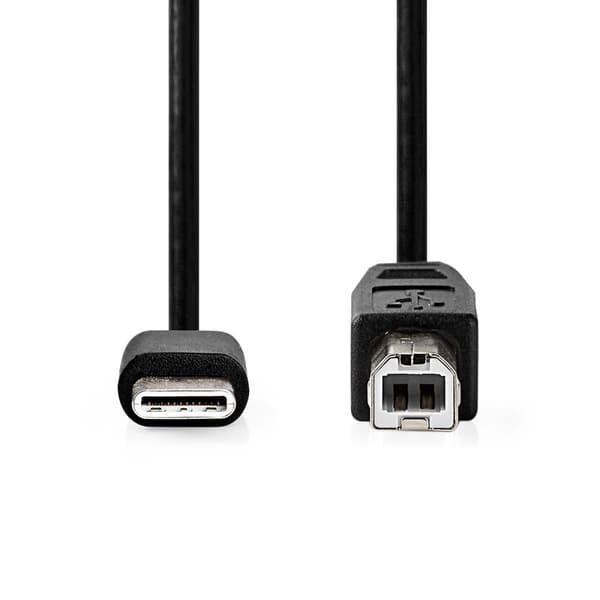 USB-kabel | USB 2.0 | USB-C™ Hane | USB-B Hane | 480 Mbps | Nickelplaterad | 2.00 m | Rund | PVC | Svart | Låda