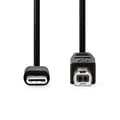 Miniatyrbild 2 av 3: USB-kabel | USB 2.0 | USB-C™ Hane | USB-B Hane | 480 Mbps | Nickelplaterad | 2.00 m | Rund | PVC | Svart | Låda