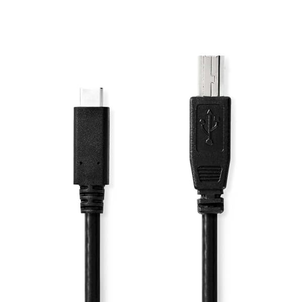 USB-kabel | USB 2.0 | USB-C™ Hane | USB-B Hane | 480 Mbps | Nickelplaterad | 2.00 m | Rund | PVC | Svart | Låda