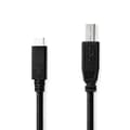 Miniatyrbild 1 av 3: USB-kabel | USB 2.0 | USB-C™ Hane | USB-B Hane | 480 Mbps | Nickelplaterad | 2.00 m | Rund | PVC | Svart | Låda