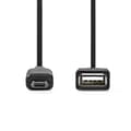 Miniatyrbilde 2 av 3: USB Mikro-B Adapter | USB 2.0 | USB Micro-B Han | USB-A Hun | 480 Mbps | 0.20 m | Rund | Nikkel belagt | PVC | Sort | Boks