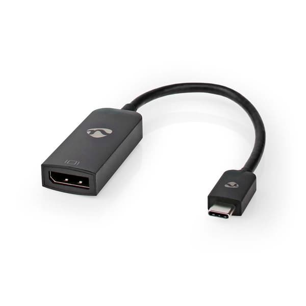 USB-C™ Adapter | USB 3.2 Gen 1 | USB-C™ Han | DisplayPort Hun | 8K@60Hz | 0.20 m | Runde | Nikkelplateret | PVC | Sort | Box