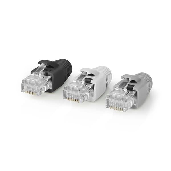RJ45-liitin | RJ45 Pass Through | Kiinteä/juosteinen UTP CAT6 | Suora | Kullattu | 10 kpl | PVC | Harmaa / Musta / Valkoinen | Laatikko