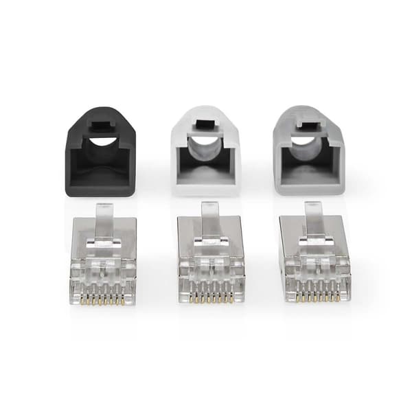 RJ45-liitin | RJ45 Pass Through | Kiinteä/juosteinen FTP CAT6 | Suora | Kullattu | 10 kpl | PVC | Harmaa / Musta / Valkoinen | Laatikko