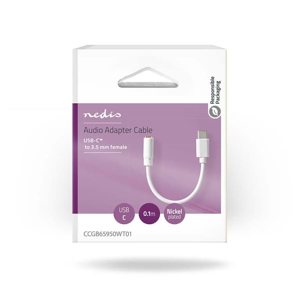 USB-C™ Sovitin | USB 2.0 | USB-C™ Uros | 3.5 mm naaras | 0.10 m | Pyöreä | Niklattu | PVC | Valkoinen | Laatikko