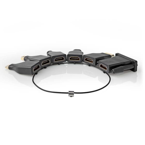 HDMI™ Adapter | DisplayPort Han / DVI-D 24 + 1-pin han / HDMI™ Micro-stik / HDMI™ Mini-stik / Mini DisplayPort han / USB-C™ Han | HDMI™ Hun | Guldplat
