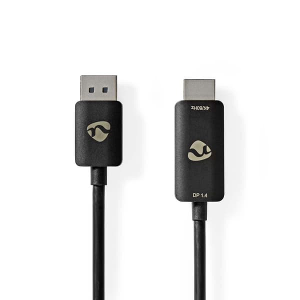 DisplayPort-sovitin | DisplayPort uros | HDMI™ liitin | 8K@30Hz | Niklattu | Suora | 1.80 m | Pyöreä | TPE | Musta | Kirjekuori