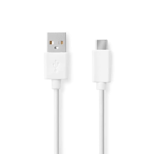 USB-kabel | USB 2.0 | USB-A Han | USB-C™ Hann | 60 W | 480 Mbps | Nikkel belagt | 2.00 m | Rund | PVC | Hvit | Boks