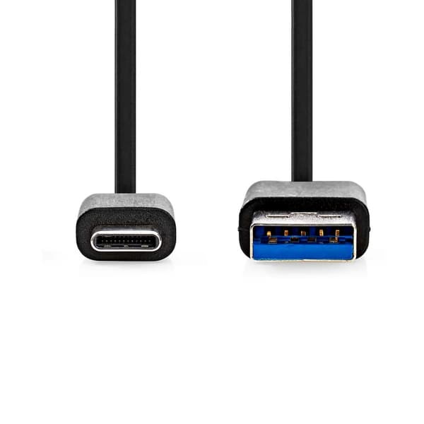USB-kabel | USB 3.2 Gen 1 | USB-A Hane | USB-C™ Hane | 60 W | 5 Gbps | Nickelplaterad | 1.00 m | Rund | PVC | Svart | Låda