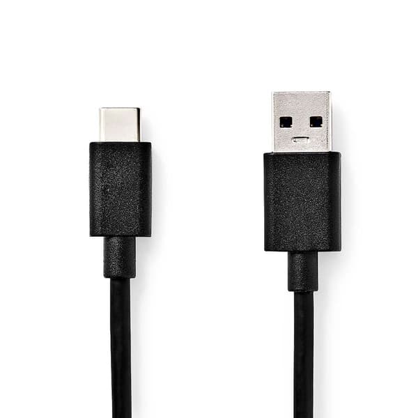 USB-kabel | USB 3.2 Gen 1 | USB-A Hane | USB-C™ Hane | 60 W | 5 Gbps | Nickelplaterad | 1.00 m | Rund | PVC | Svart | Låda