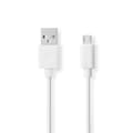 Miniatyrbild 1 av 3: USB-kabel | USB 2.0 | USB-A Hane | USB Micro-B Hane | 480 Mbps | Nickelplaterad | 2.00 m | Rund | PVC | Vit | Låda