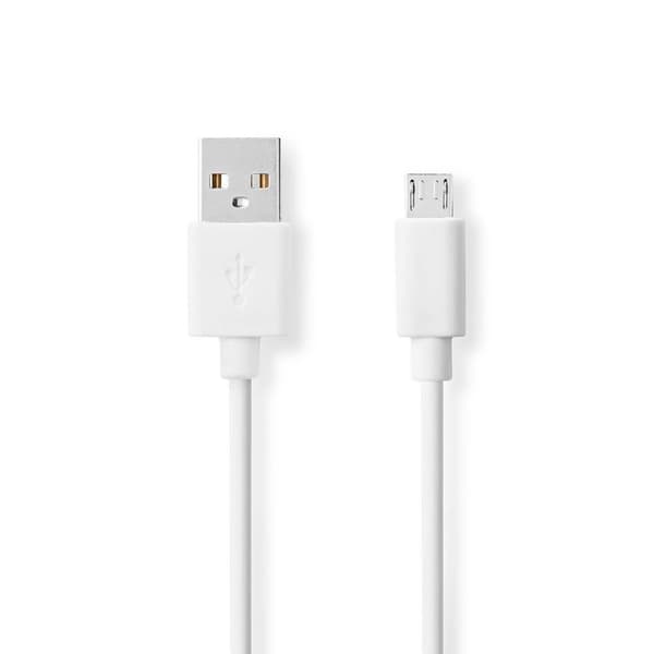 USB-kabel | USB 2.0 | USB-A Hane | USB Micro-B Hane | 480 Mbps | Nickelplaterad | 2.00 m | Rund | PVC | Vit | Låda