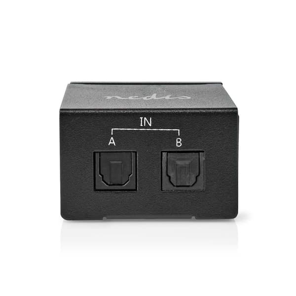 Digital Audio Switch | Tvåvägs | Anslutningsingång: DC Ström / 2x TosLink | Anslutningsutgång: TosLink Hona | Instruktionsbok / Omkopplare | Metall |