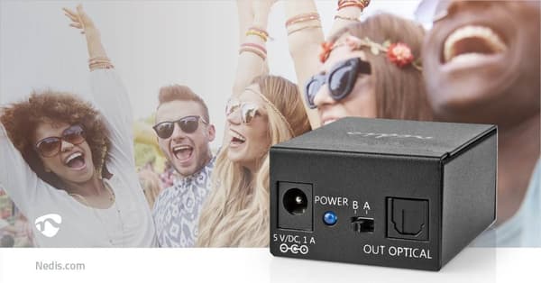 Digital Audio Switch | Tvåvägs | Anslutningsingång: DC Ström / 2x TosLink | Anslutningsutgång: TosLink Hona | Instruktionsbok / Omkopplare | Metall |