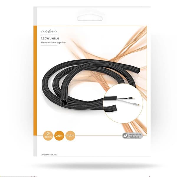 Kabel Management | Ærme | 1 stk. | Maksimal tykkelse på kabel: 15 mm | Nylon | Sort
