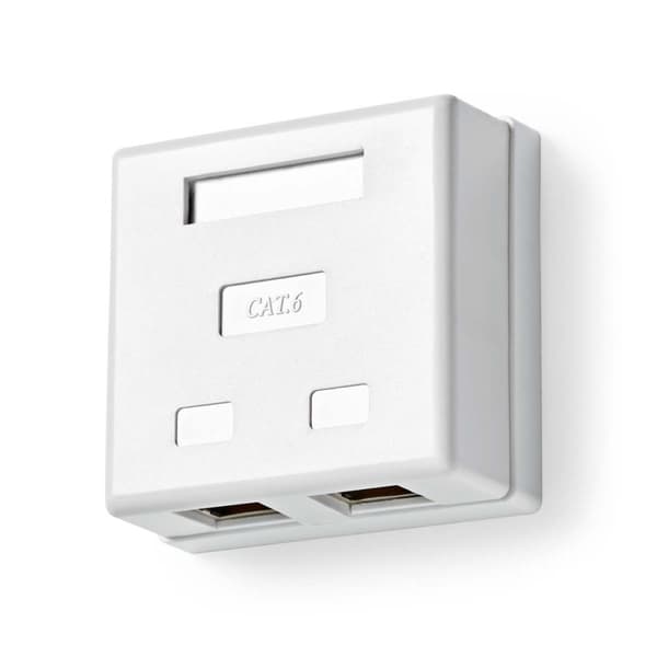 Nettverksveggboks | På veggen | 2-Port port(s) | STP CAT6 | Rett | Hunn | Gull belagt | PVC | Hvit | Konvolutt