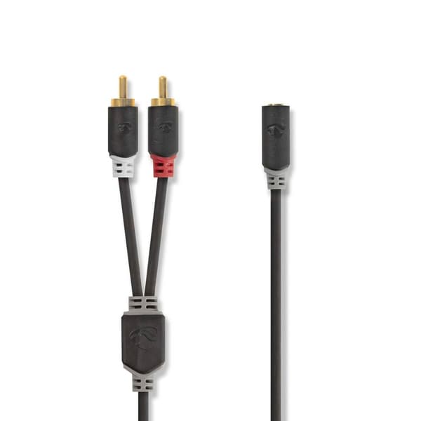 Stereo Audio kabel | 2x RCA Hanstik | 3.5 mm Hunstik | Guldplateret | 1.00 m | Runde | Antracit | Box
