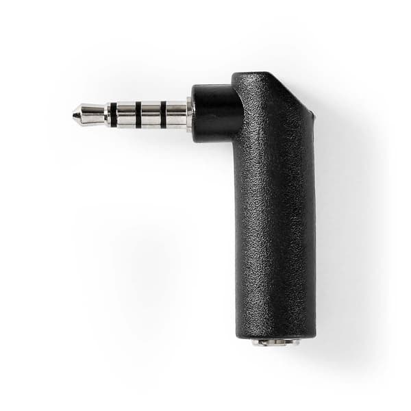 Stereo Audio Adapter | 3.5 mm Hanstik | 3.5 mm Hunstik | Nikkelplateret | Vinkel 90° | Metal | Sort | 1 stk. | Box