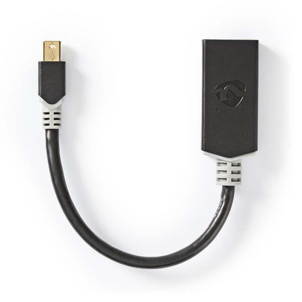 Mini Displayport-kabel | DisplayPort 1.4 | Mini DisplayPort Han | HDMI™ Output | 48 Gbps | Gull belagt | 0.20 m | Rund | PVC | Antrasitt | Vindus boks